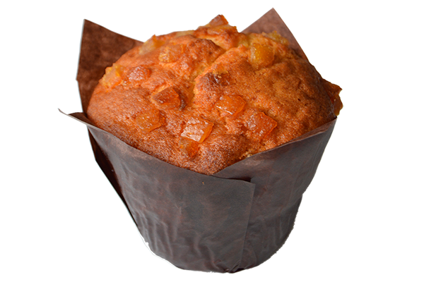 Orange muffin with caramelized orange peels